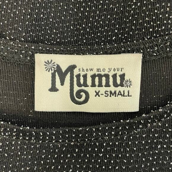 Show Me Your Mumu Black Sparkly Cold Shoulder Long Sleeve Mini Dress Sz XS - Picture 5 of 5